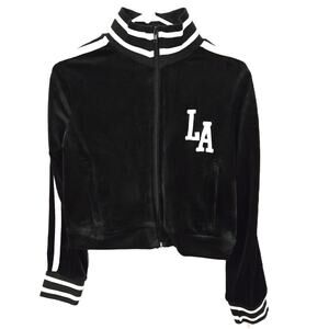 Sws Athletics Size Medium Women's Black L.A Logo Crop Top Jacket